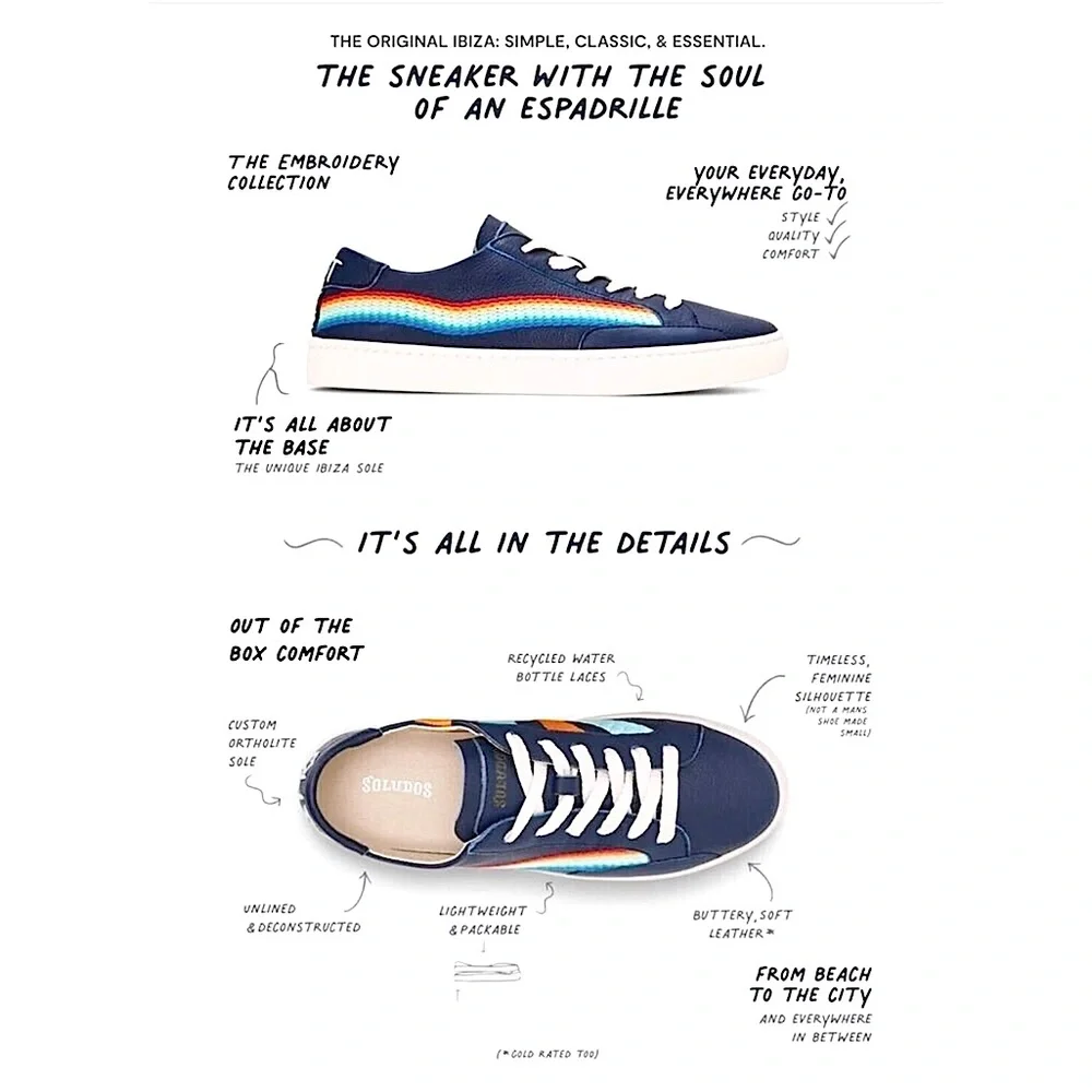 Soludos Rainbow Wave Embroidered Sneakers